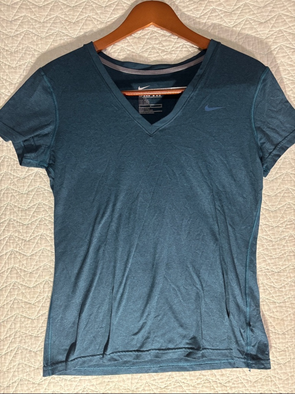Nike Women's Short Sleeve V-Neck Tee in Teal Blue
